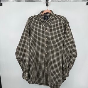 Britches VTG Outdoor Rugged Workwear Green/Black Casual B/F Flannel Shirt SzXL